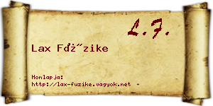 Lax Füzike névjegykártya